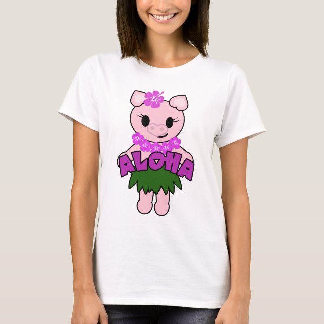 Hula Piggy - Ladies Baby Doll (Fitted) T-shirt (Front)