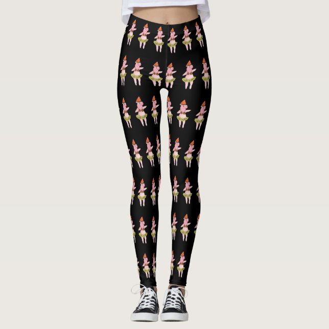 Hula Pigs on Black Leggings (Front)