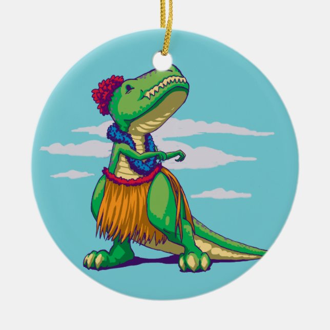 Hula Rex Ceramic Ornament (Front)
