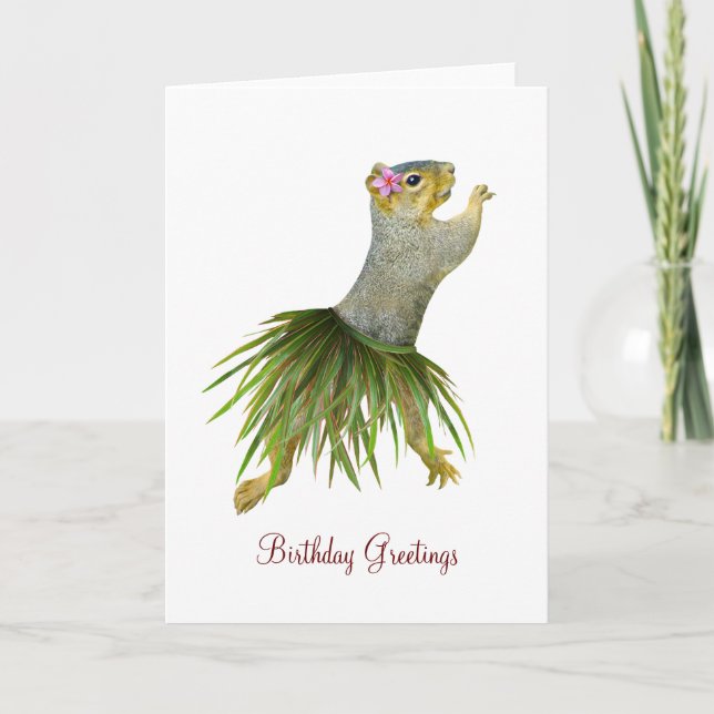Hula Squirrel Birthday Card (Front)