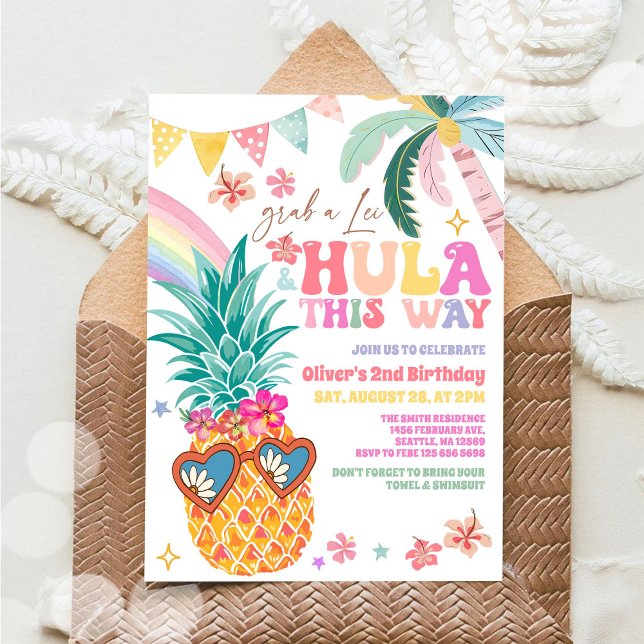 Hula This Way Luau Aloha Tropical Summer Birthday Invitation (Creator Uploaded)