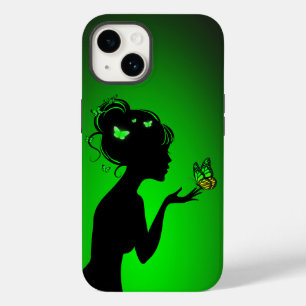 Hull For iPhone 14 The woman butterflies green Case-Mate iPhone 14 Case