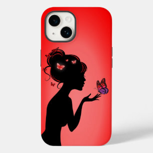 Hull For iPhone 14 The woman butterflies red Case-Mate iPhone 14 Case
