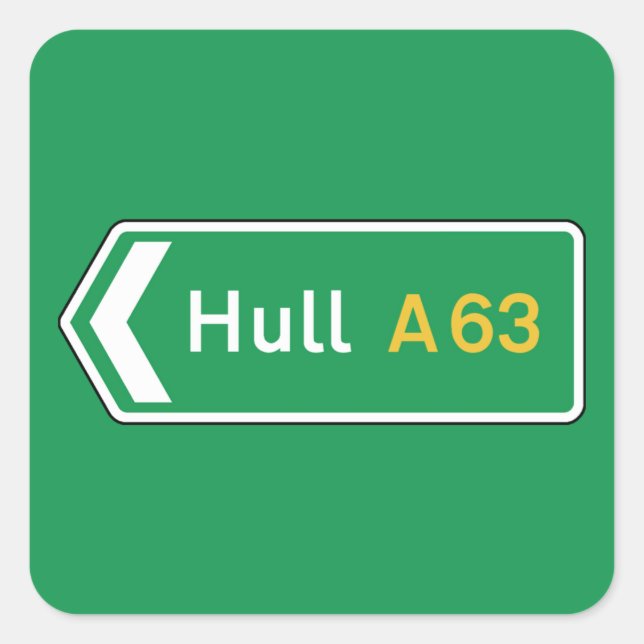 Hull, UK Road Sign Square Sticker (Front)
