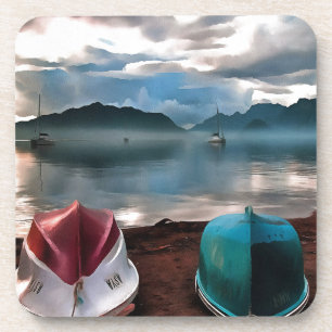 Hulls of Boats And Marmaris Winter Seascape Coaster