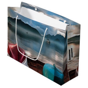 Hulls of Boats And Marmaris Winter Seascape Large Gift Bag
