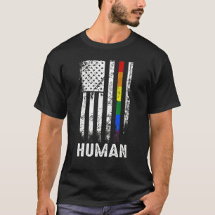 Human American Flag Rainbow Gay Lgbtq Lgbt Pride M T-Shirt