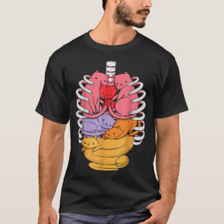 Human Anatomy Inspired Cat Organs Related Rib Cage T-Shirt
