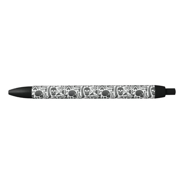 Human Anatomy Skeleton Pattern Black Ink Pen (Front)