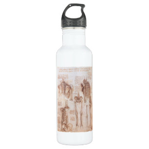 Human Anatomy Skeletons by Leonardo da Vinci 710 Ml Water Bottle