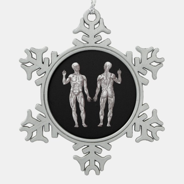 Human Anatomy - The Muscular System Snowflake Pewter Christmas Ornament (Front)