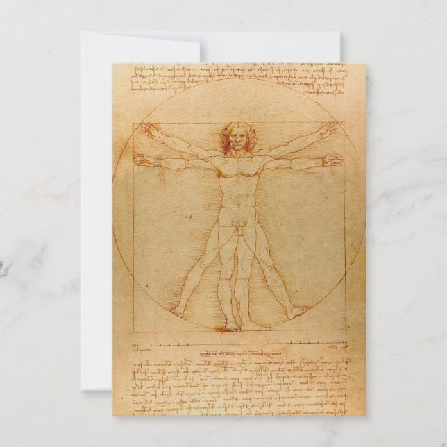 Human Anatomy, Vitruvian Man by Leonardo da Vinci Invitation (Front)