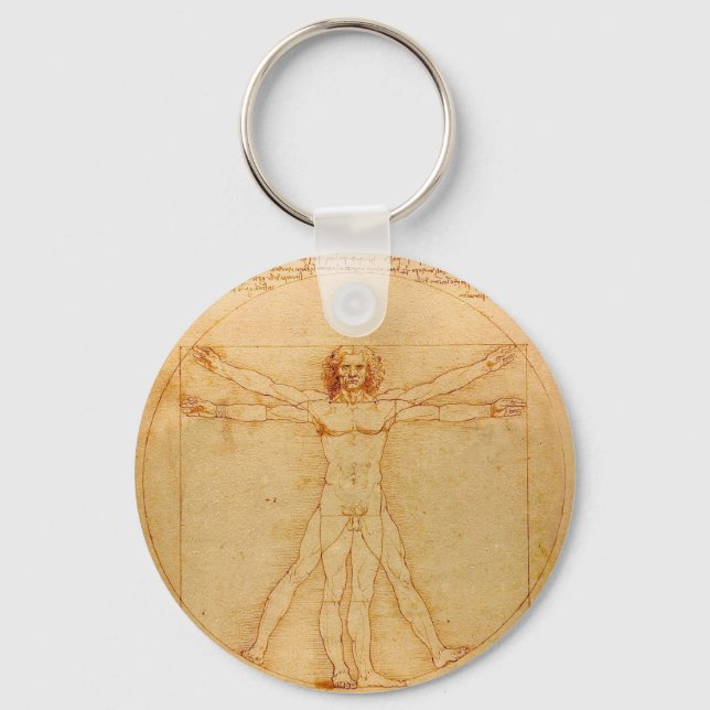 Human Anatomy, Vitruvian Man by Leonardo da Vinci Key Ring (Front)