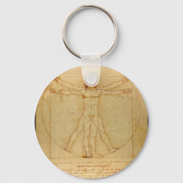 Human Anatomy, Vitruvian Man by Leonardo da Vinci Key Ring (Front)