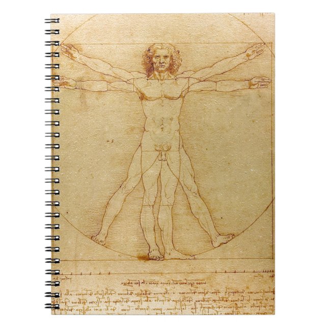 Human Anatomy, Vitruvian Man by Leonardo da Vinci Notebook (Front)