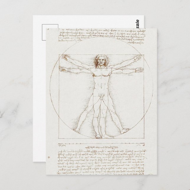 Human Anatomy: Vitruvian Man by Leonardo da Vinci Postcard (Front/Back)
