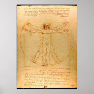 Human Anatomy, Vitruvian Man by Leonardo da Vinci Poster