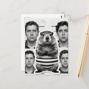Human and Wildlife Criminals Groundhog Postcard