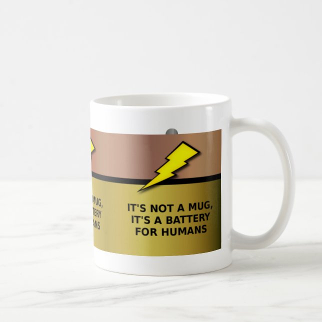 Human Battery Funny T-shirt Coffee Mug (Right)