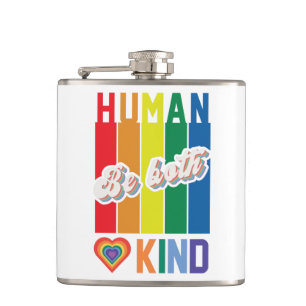 Human Be Kind Rainbow LGBTQ Hip Flask