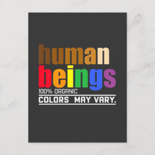 Human Being 100% Organic Colours May Vary LGBT Announcement Postcard