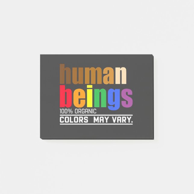 Human Being 100% Organic Colours May Vary LGBT Post-it Notes (Front)