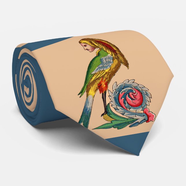 human bird print tie (Rolled)