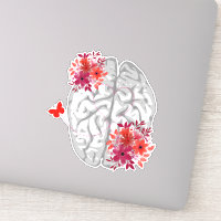 Human Brain Anatomy With Red Flowers