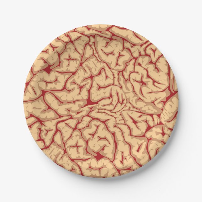 Human Brain | Creepy Brains Galore Funny Halloween Paper Plate (Front)