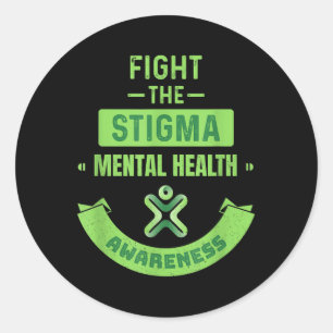 Human Brain Illness Awareness Fight The Stigma Men Classic Round Sticker
