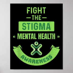 Human Brain Illness Awareness Fight The Stigma Men Poster
