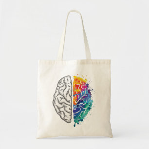 human brain illustration tote bag