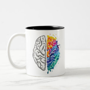 human brain illustration Two-Tone coffee mug