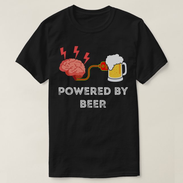 Human Brain Powered By Beer T-Shirt (Design Front)