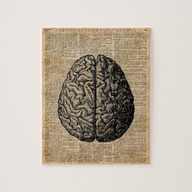 Human Brain Vintage Illustration Dictionary Art Jigsaw Puzzle (Vertical)