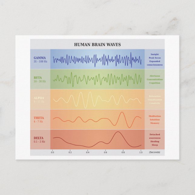 Human Brain Waves Chart Design Rainbow Colours Announcement Postcard (Front)