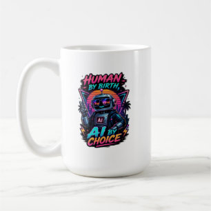 Human By Birth Ai By Choice Funny Neon Robotic Coffee Mug