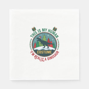 Human Costume Dinosaur Christmas Santa Hat Pine Tr Napkin