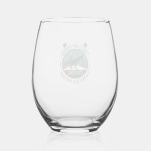 Human Costume Dinosaur Christmas Santa Hat Pine Tr Stemless Wine Glass