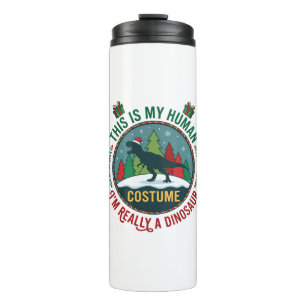 Human Costume Dinosaur Christmas Santa Hat Pine Tr Thermal Tumbler
