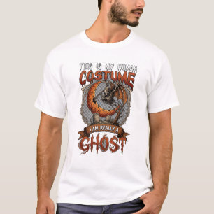 Human Costume Ghost Grim Reaper Skull Moon Graveya T-Shirt