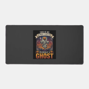 Human Costume Ghost Pumpkin Head Graveyard Spider Desk Mat