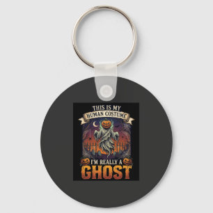 Human Costume Ghost Pumpkin Head Graveyard Spider Key Ring
