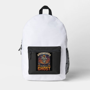 Human Costume Ghost Pumpkin Head Graveyard Spider  Printed Backpack