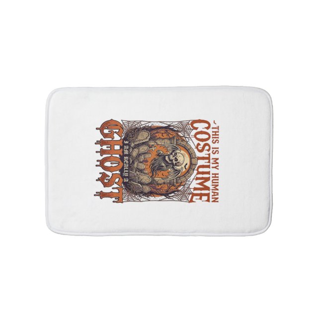 Human Costume Ghost Skeleton Graveyard Moon Hallow Bath Mat (Front)