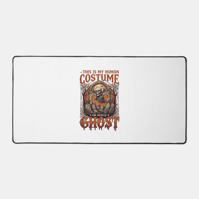Human Costume Ghost Skeleton Graveyard Moon Hallow Desk Mat (Front)