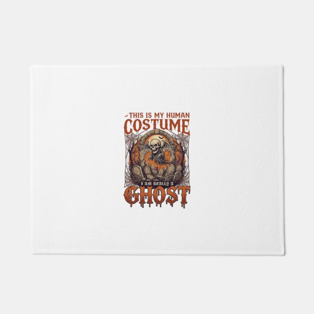 Human Costume Ghost Skeleton Graveyard Moon Hallow Doormat (Front)