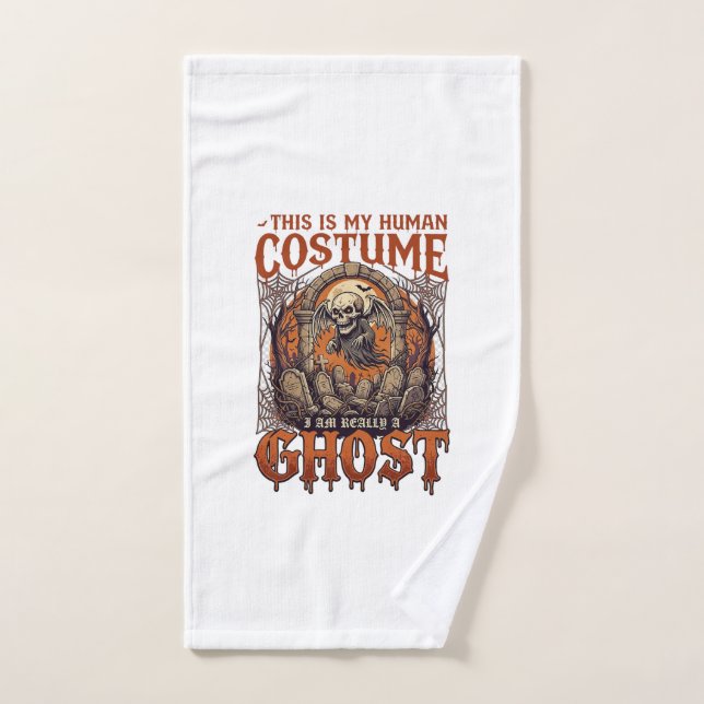 Human Costume Ghost Skeleton Graveyard Moon Hallow Hand Towel (Hand Towel)