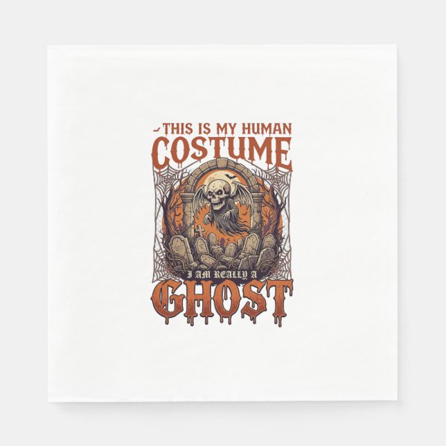 Human Costume Ghost Skeleton Graveyard Moon Hallow Napkin (Front)