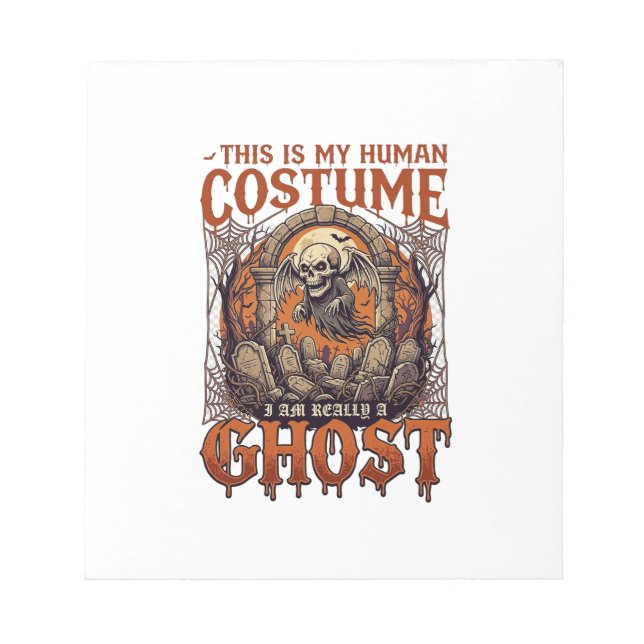 Human Costume Ghost Skeleton Graveyard Moon Hallow Notepad (Front)